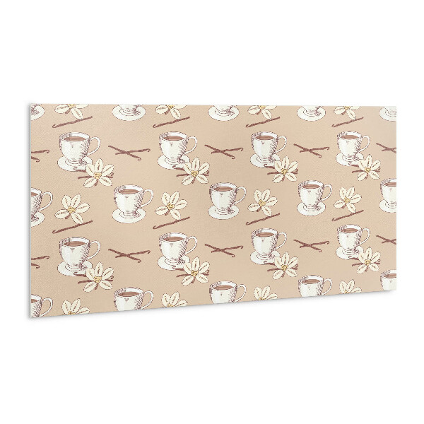 Zelfklevend wandpaneel Een kopje koffie met een vanillestokje