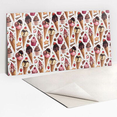 Zelfklevend wandpaneel IJs, cupcakes, snoep