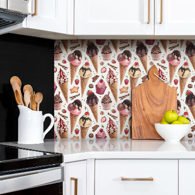 Zelfklevend wandpaneel IJs, cupcakes, snoep