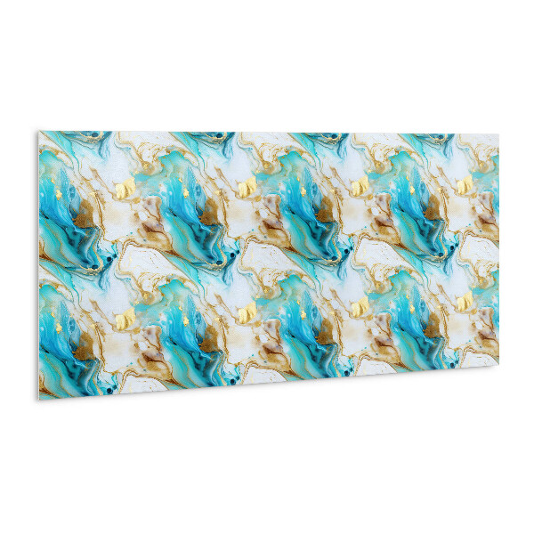 Zelfklevend muurpaneel Blauw marmer en goud