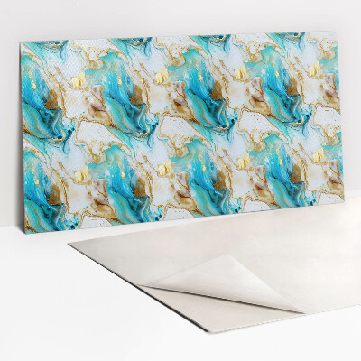 Zelfklevend muurpaneel Blauw marmer en goud