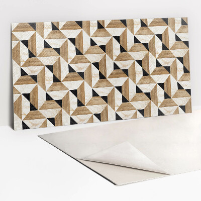 Zelfklevend muurpaneel Marmer en hout