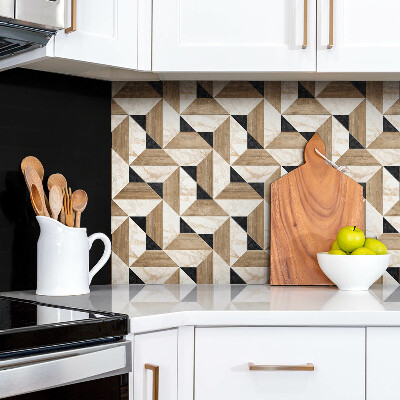 Zelfklevend muurpaneel Marmer en hout