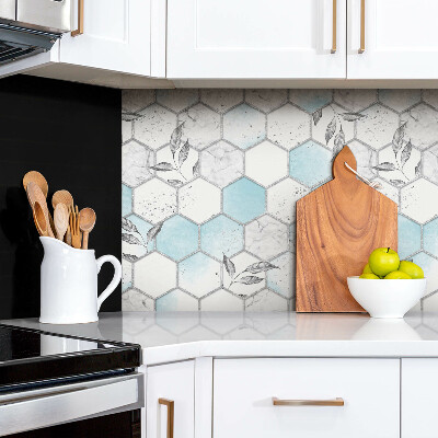 Zelfklevende wandbekleding Zeshoeken en bladeren