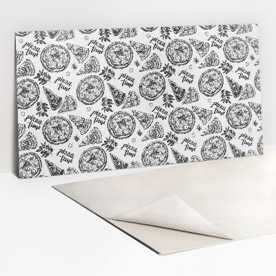 Zelfklevend muurpaneel Zwart-witte pizzamotieven