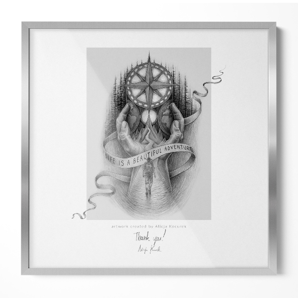 Zilver elegante fotolijst voor poster 50x50 cm