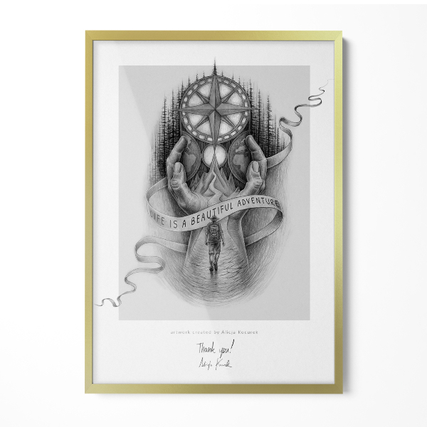 Gouden fotolijst voor aan de muur 50x70