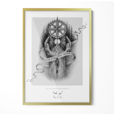 Gouden fotolijst voor aan de muur 50x70