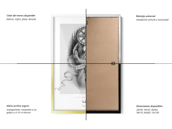 Gouden fotolijst strak design 70x100