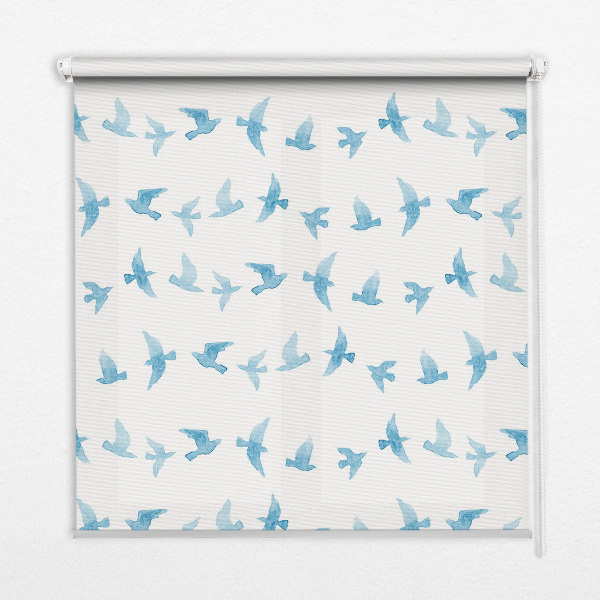 Rolgordijn voor het raam Blauwe vogels