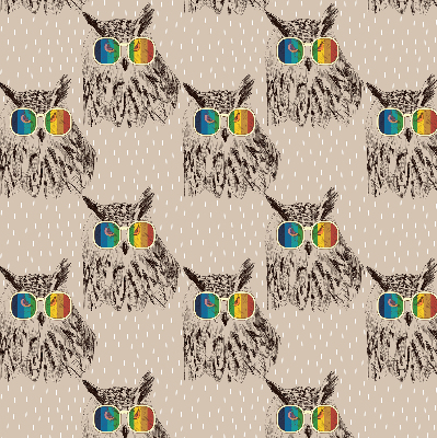 Rolgordijn verduisterend Uilen in kleurrijke glazen