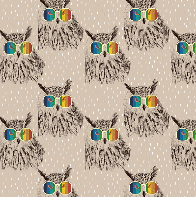 Rolgordijn verduisterend Uilen in kleurrijke glazen