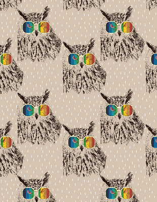 Rolgordijn verduisterend Uilen in kleurrijke glazen