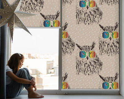 Rolgordijn verduisterend Uilen in kleurrijke glazen