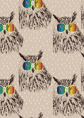 Rolgordijn verduisterend Uilen in kleurrijke glazen