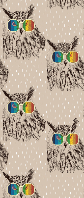 Rolgordijn verduisterend Uilen in kleurrijke glazen