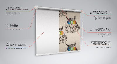 Rolgordijn verduisterend Uilen in kleurrijke glazen