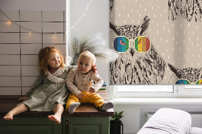 Rolgordijn verduisterend Uilen in kleurrijke glazen