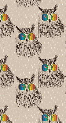 Rolgordijn verduisterend Uilen in kleurrijke glazen