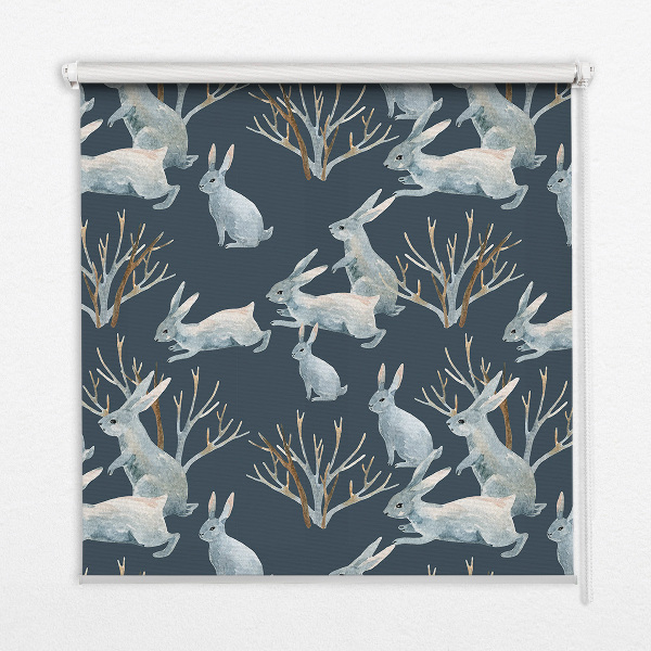 Rolgordijn voor het raam Konijnen en stokken