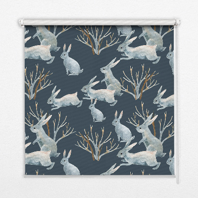 Rolgordijn voor het raam Konijnen en stokken