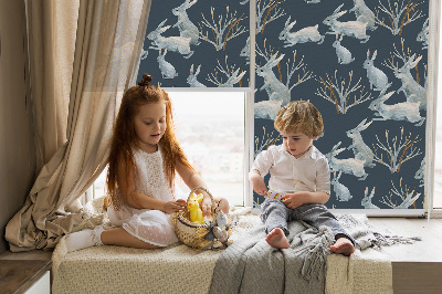 Rolgordijn voor het raam Konijnen en stokken