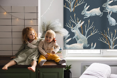 Rolgordijn voor het raam Konijnen en stokken