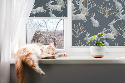 Rolgordijn voor het raam Konijnen en stokken