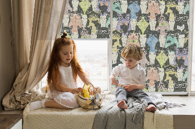 Rolgordijn voor het raam Katten