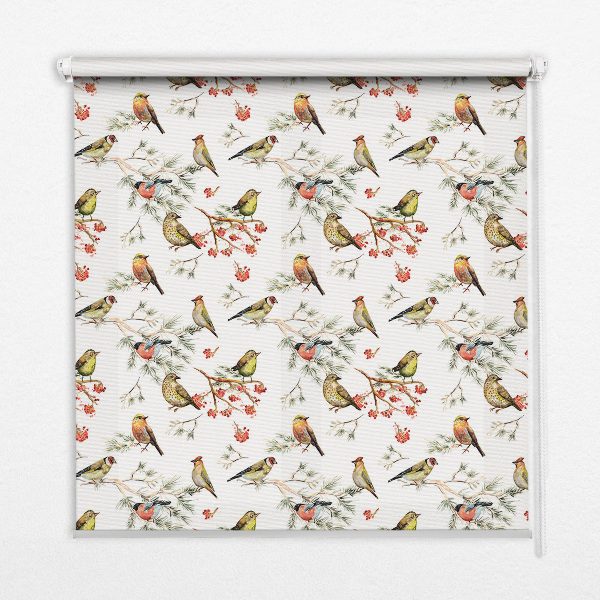 Rolgordijn voor het raam Vogels op de takken