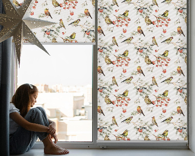 Rolgordijn voor het raam Vogels op de takken