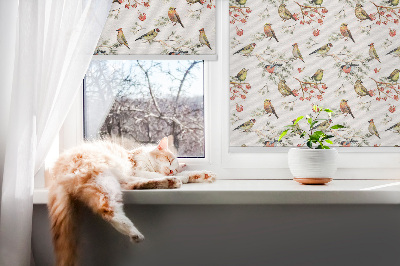 Rolgordijn voor het raam Vogels op de takken