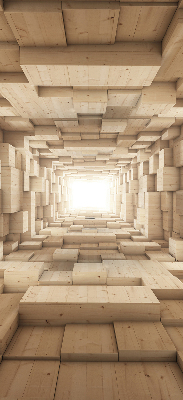 Rolgordijn voor het raam 3D houten gat