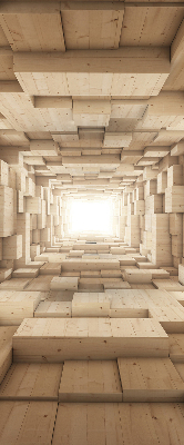 Rolgordijn voor het raam 3D houten gat