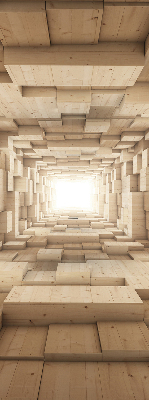 Rolgordijn voor het raam 3D houten gat