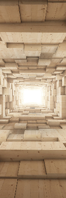 Rolgordijn voor het raam 3D houten gat