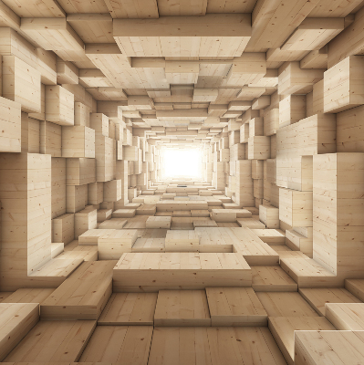 Rolgordijn voor het raam 3D houten gat