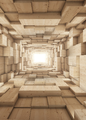 Rolgordijn voor het raam 3D houten gat