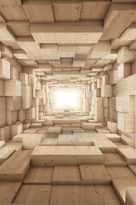 Rolgordijn voor het raam 3D houten gat