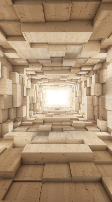 Rolgordijn voor het raam 3D houten gat