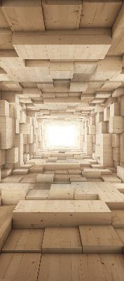 Rolgordijn voor het raam 3D houten gat