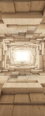 Rolgordijn voor het raam 3D houten gat