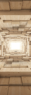 Rolgordijn voor het raam 3D houten gat