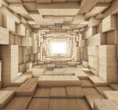 Rolgordijn voor het raam 3D houten gat