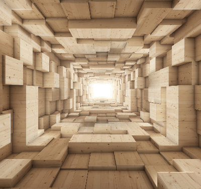 Rolgordijn voor het raam 3D houten gat