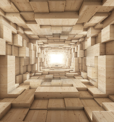 Rolgordijn voor het raam 3D houten gat