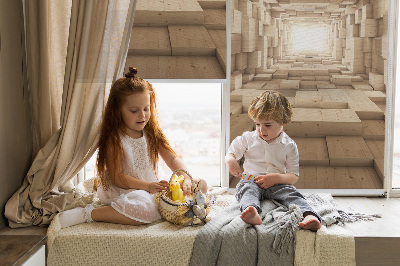 Rolgordijn voor het raam 3D houten gat