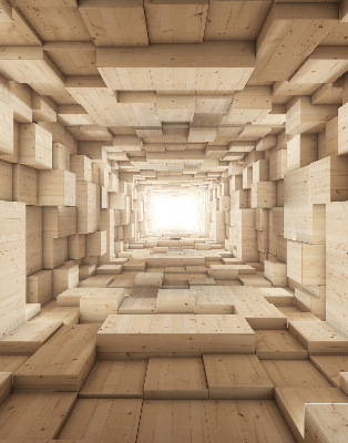 Rolgordijn voor het raam 3D houten gat