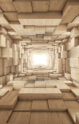 Rolgordijn voor het raam 3D houten gat