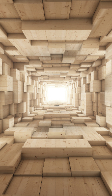 Rolgordijn voor het raam 3D houten gat